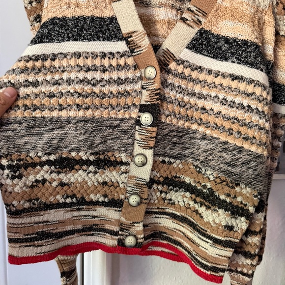 VERONICA BEARD multicolor chunky merino wool knit button up cardigan top sweater - Picture 2 of 6